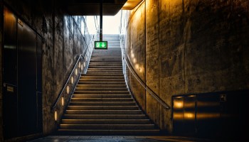 exit sign and stairs